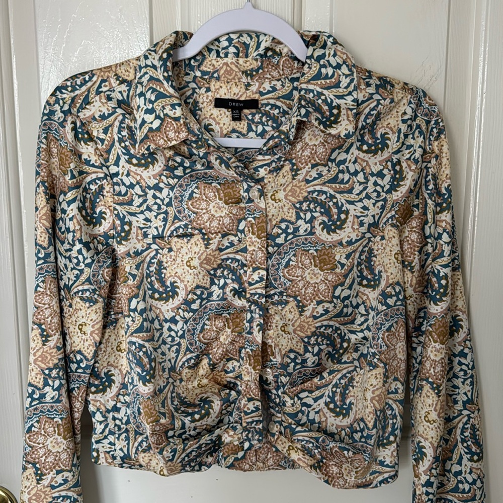 Drew button up silky blouse